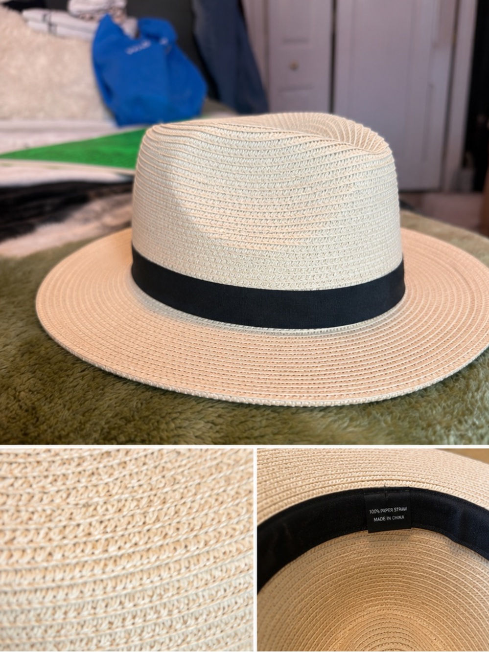 Classic Straw Panama Hat with Black Band